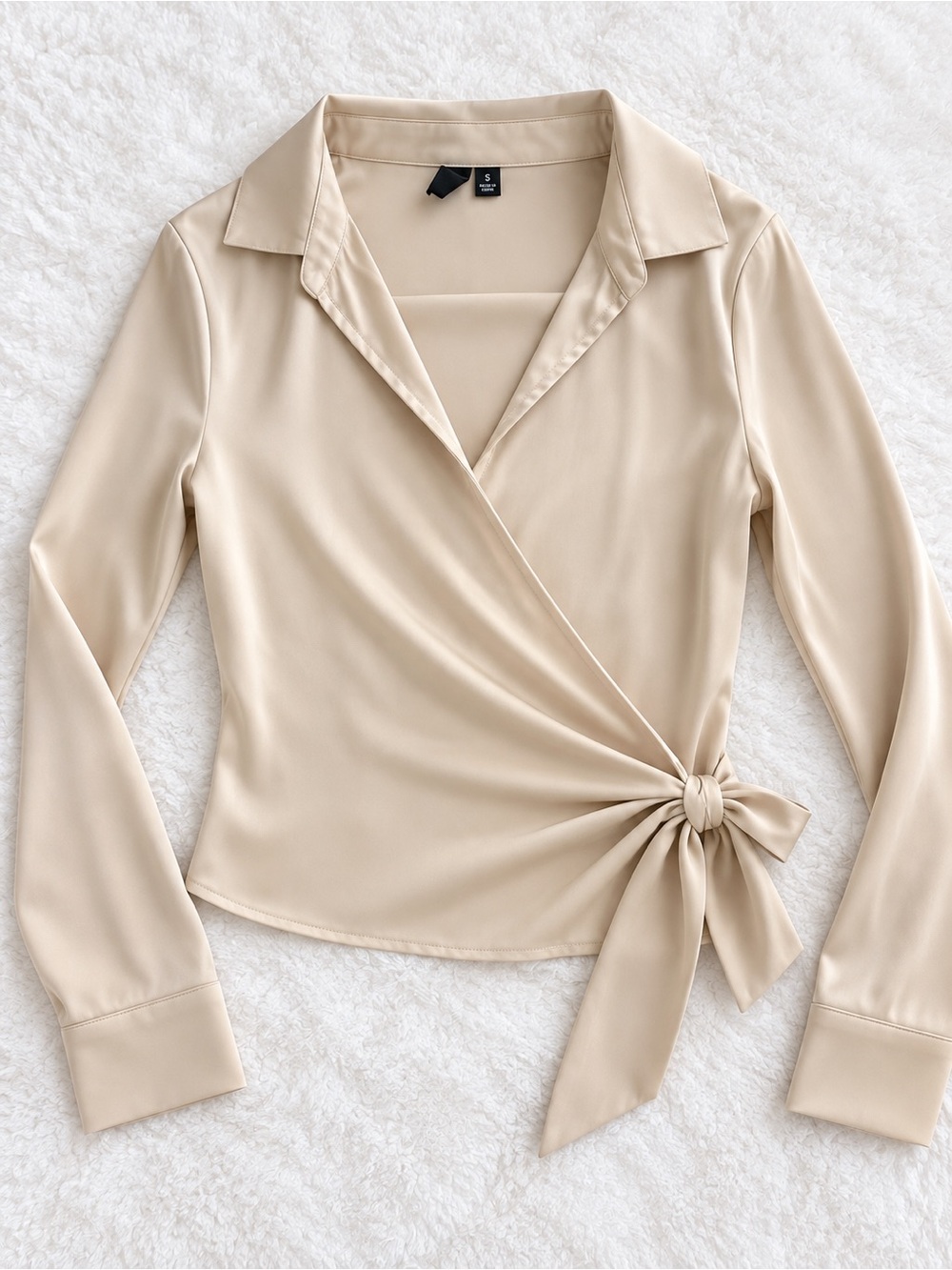 Windsor Light Beige Wrap Blouse with Side Knot